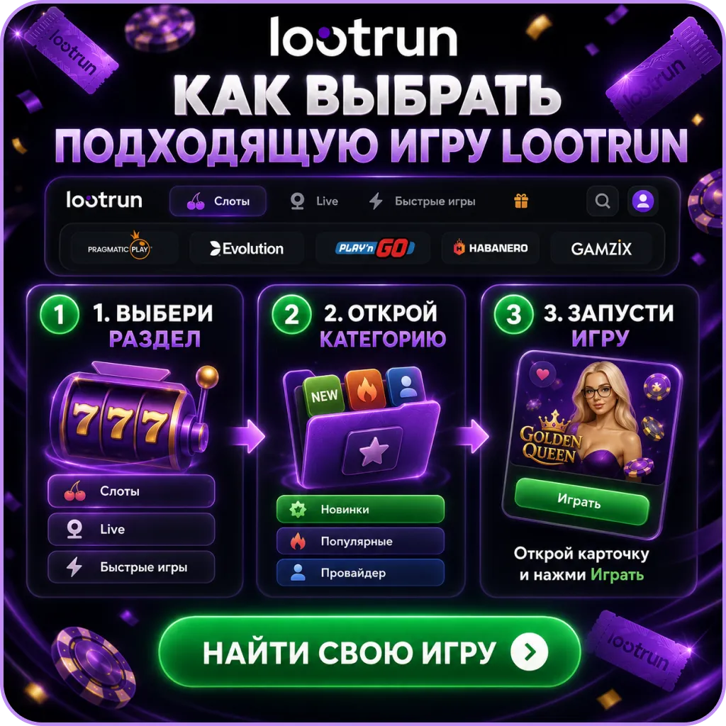 выбор игры в lootrun казино